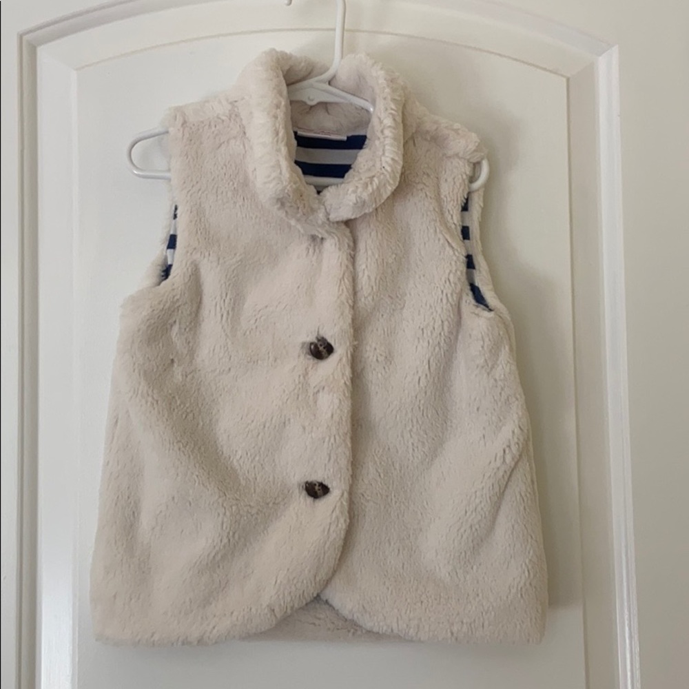 Hanna Andersson Furry Cream Vest Sz 110